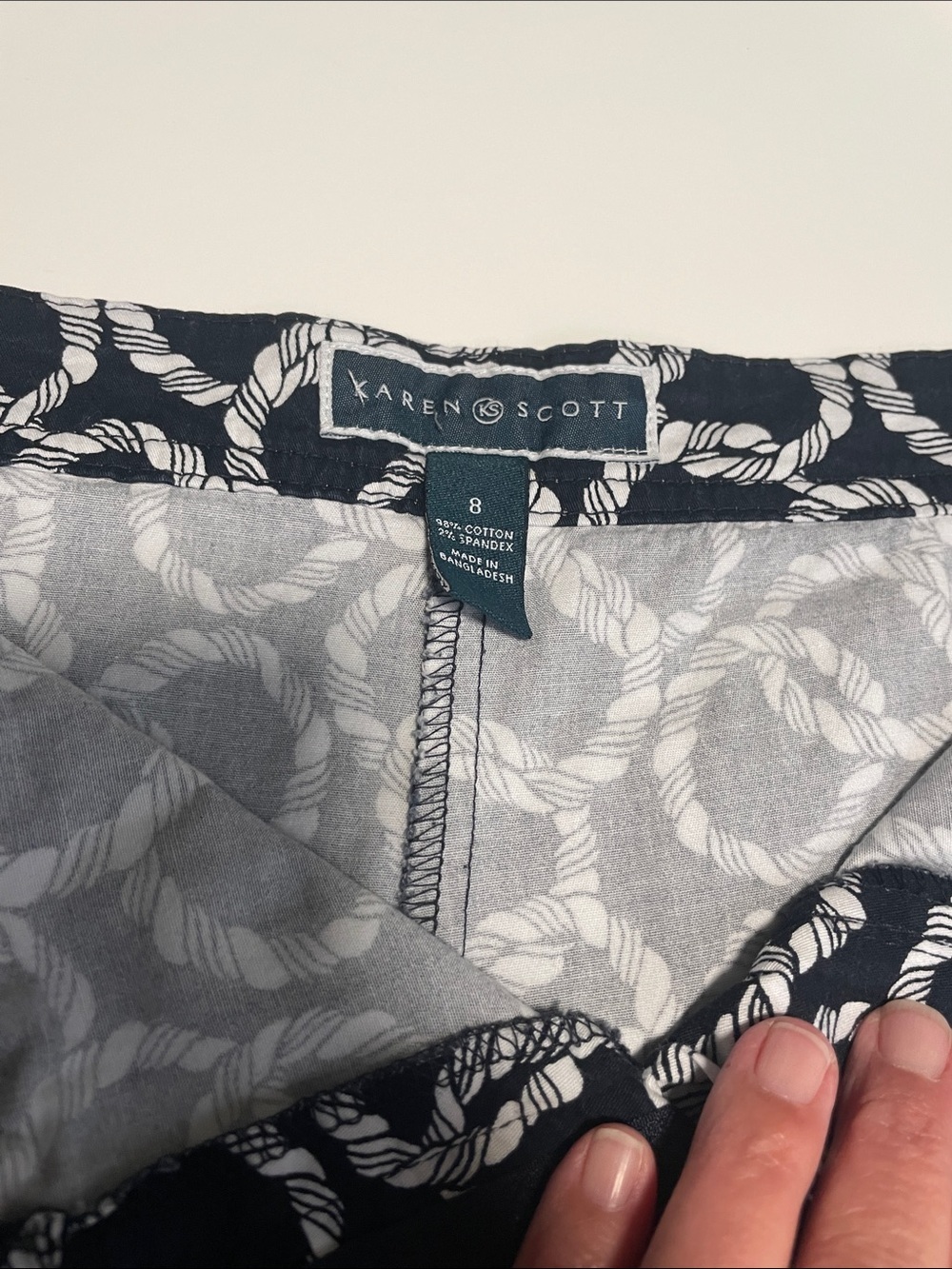 Karen Scott Black Mini Skort with White Rope Print - Picture 2 of 6